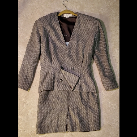 VINTAGE Christian Dior 2 Piece Wool Suit